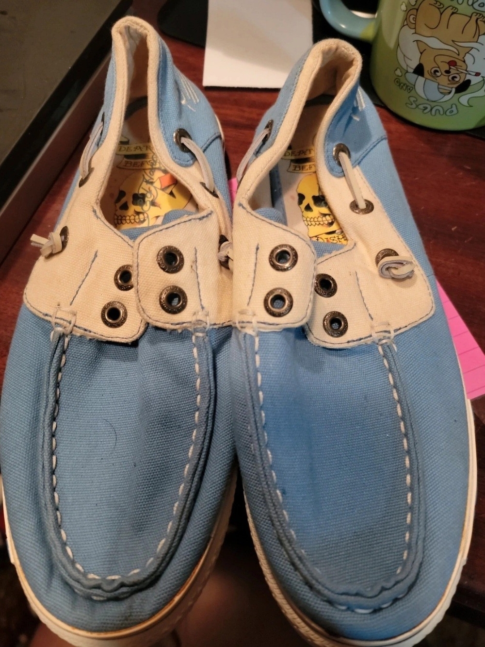 Ed Hardy Light Blue Canvas Boat Shoes / Deck Shoes Womens